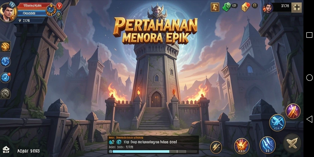 Tampilan gameplay menara pertahanan yang mendebarkan