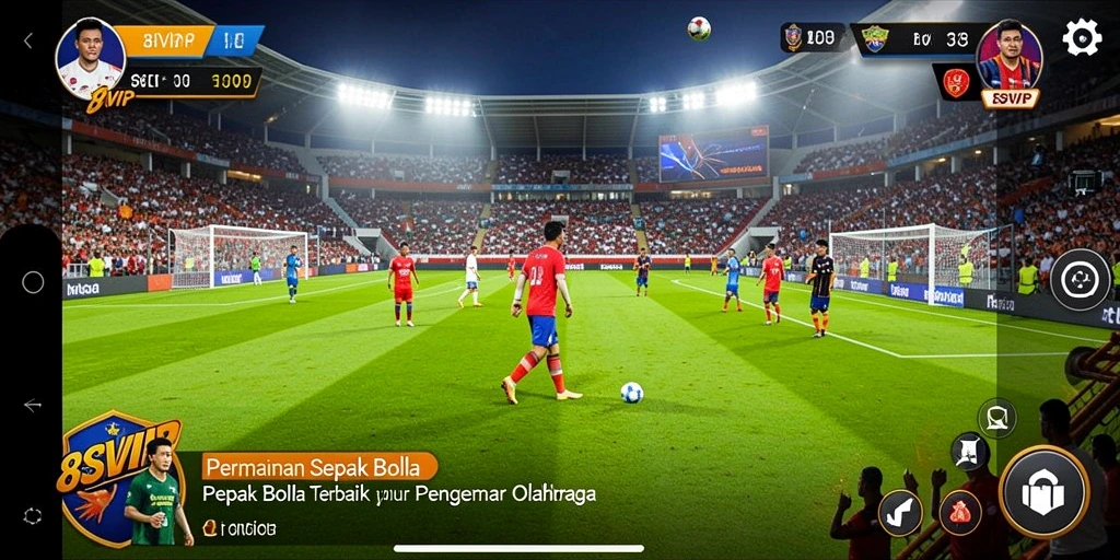 Screenshot gameplay 8SVIP yang menyerukan pertandingan sepak bola.