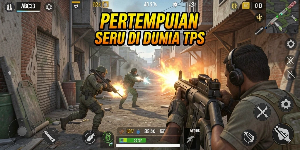Tampilan gameplay mendebarkan dari ABC33 di arena TPS.