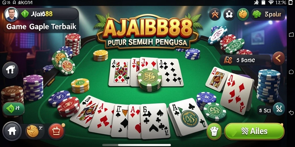 Tampilan antarmuka AJAIB88 saat bermain Gaple yang mendebarkan.