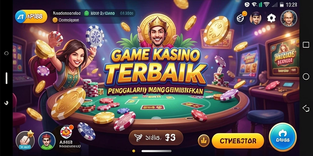 Tampilan permainan Kasino yang menarik dan penuh warna.