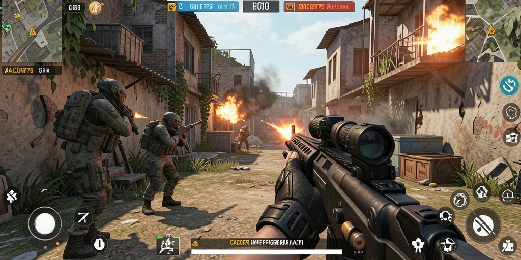 Screenshot gameplay CACOR78 menampilkan aksi seru di medan pertempuran FPS.