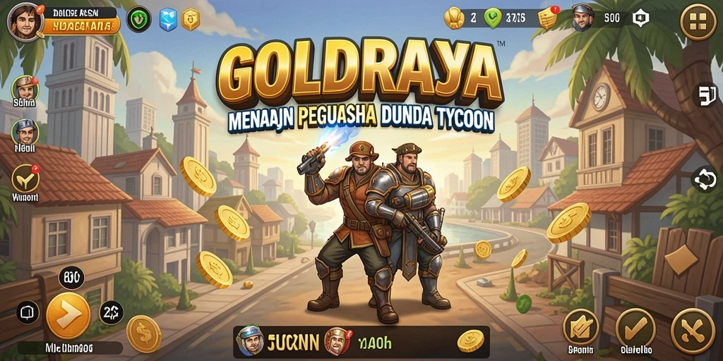 Gameplay <strong>GOLDRAJA</strong> yang mendebarkan dalam membangun kerajaan bisnis.
