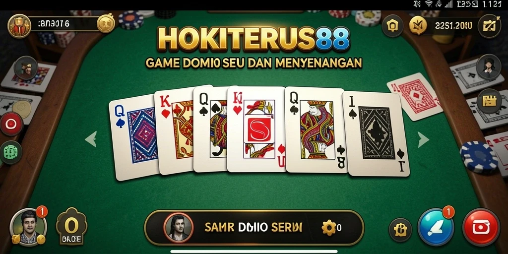 Screenshot gameplay HOKITERUS88 menampilkan aksi seru permainan Domino.