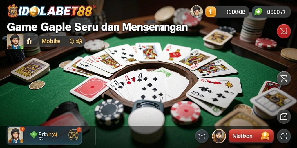 Screenshot gameplay IDOLABET88 yang menunjukkan suasana seru bermain Gaple.