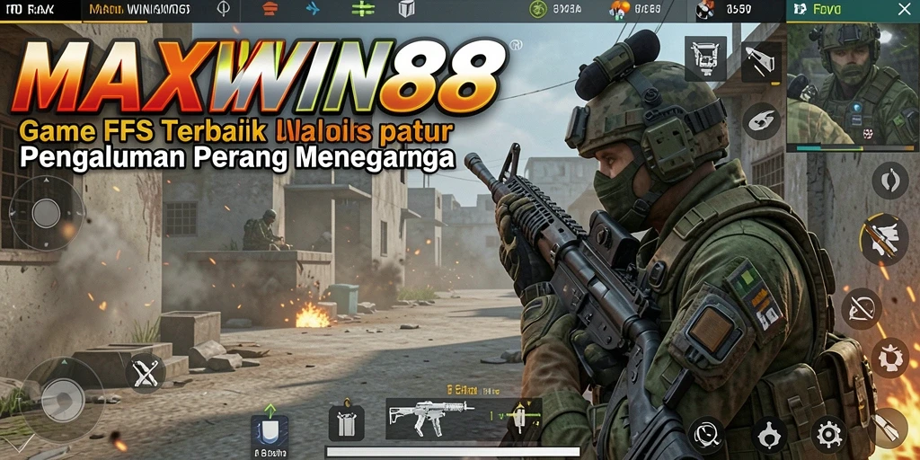 Tampilan gameplay seru dalam pertempuran FPS di MAXWIN88.