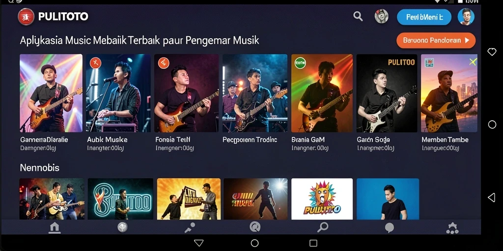 Screenshot utama PULITOTO menampilkan interaksi pengguna dengan aplikasi musik.