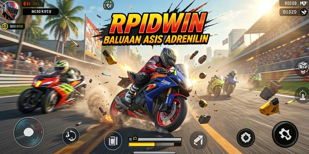 Tampilan gameplay RPIDWIN yang memukau saat balapan motor.