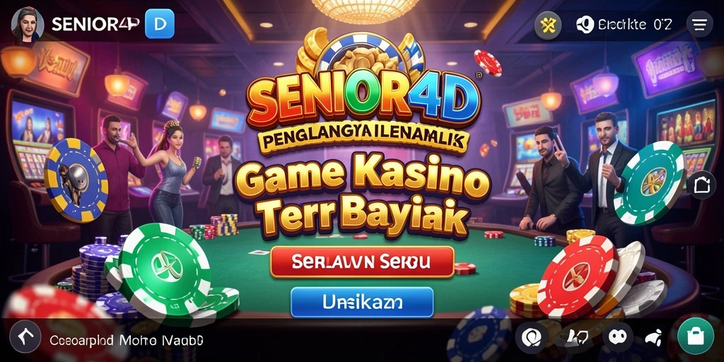 Menampilkan gameplay mendebarkan SENIOR4D dengan berbagai pilihan permainan kasino.