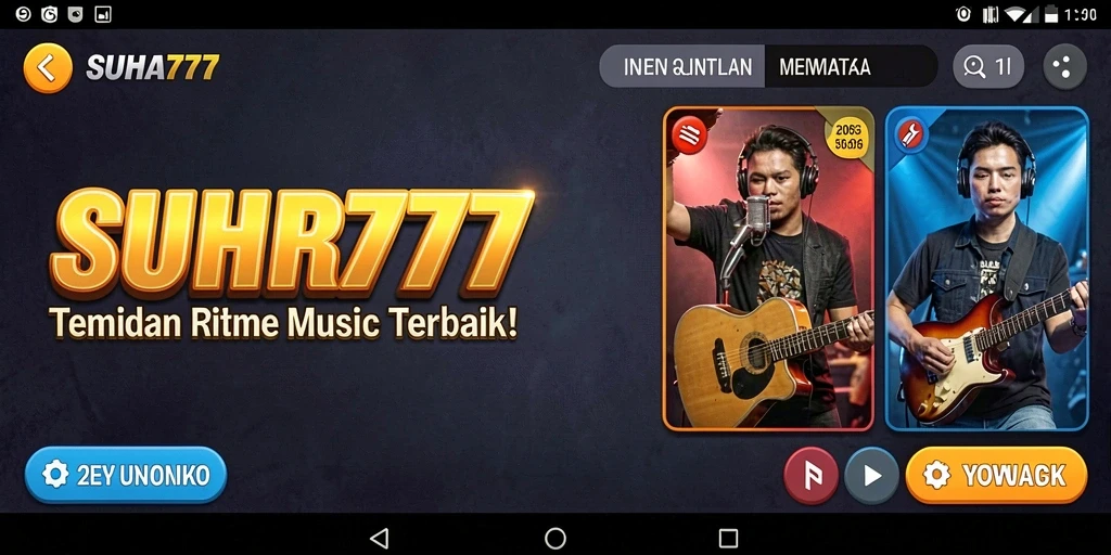 Screenshot utama gameplay <strong>Suhu777</strong> menampilkan berbagai pilihan lagu dan tantangan musik.