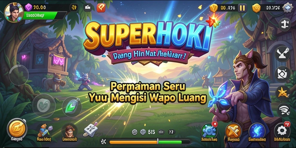 Tampilan seru gameplay SUPERHOKI yang menghibur.